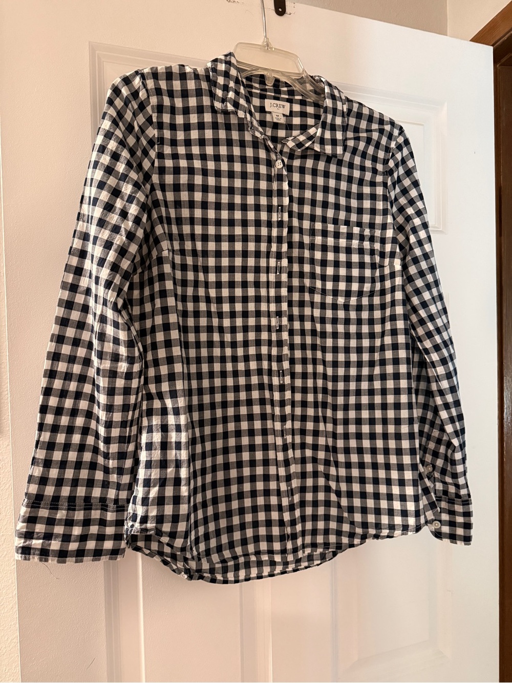 J. Crew Black and White Gingham Button-Down Shirt